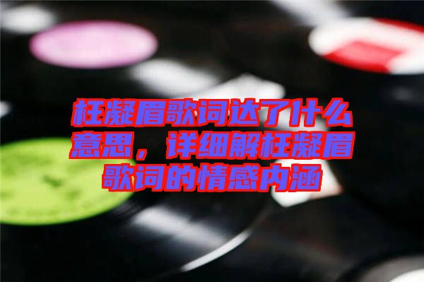枉凝眉歌詞達了什么意思，詳細解枉凝眉歌詞的情感內涵