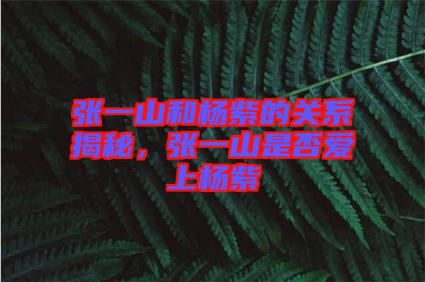 張一山和楊紫的關系揭秘，張一山是否愛上楊紫