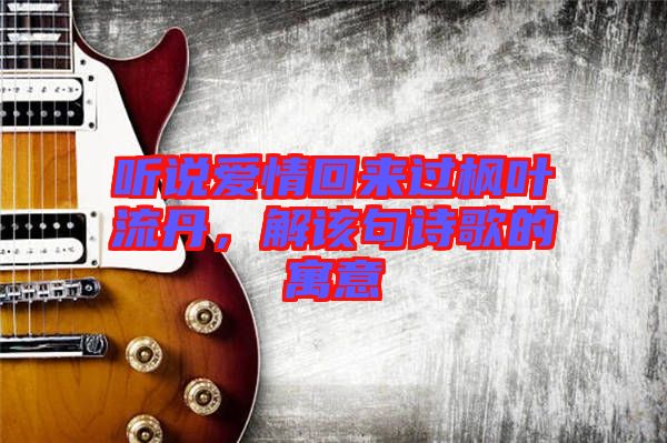 聽說愛情回來過楓葉流丹，解該句詩歌的寓意