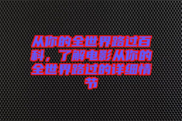 從你的全世界路過百科，了解電影從你的全世界路過的詳細情節