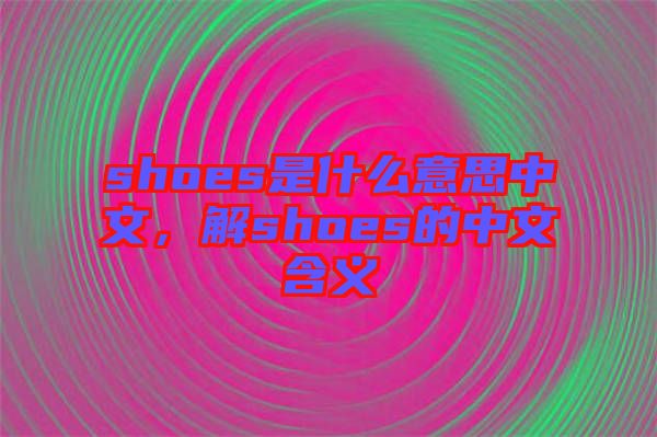 shoes是什么意思中文，解shoes的中文含義