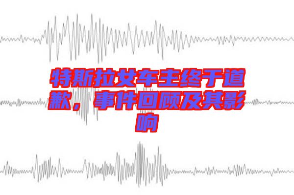 特斯拉女車主終于道歉，事件回顧及其影響
