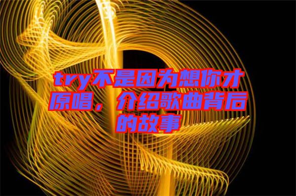 try不是因?yàn)橄肽悴旁?，介紹歌曲背后的故事
