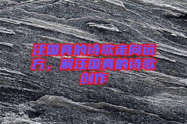 汪國真的詩歌走向遠方，解汪國真的詩歌創作