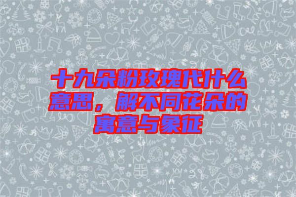 十九朵粉玫瑰代什么意思，解不同花朵的寓意與象征