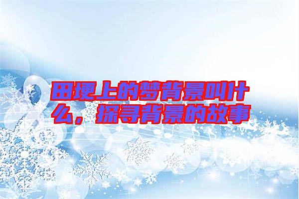 田埂上的夢背景叫什么，探尋背景的故事