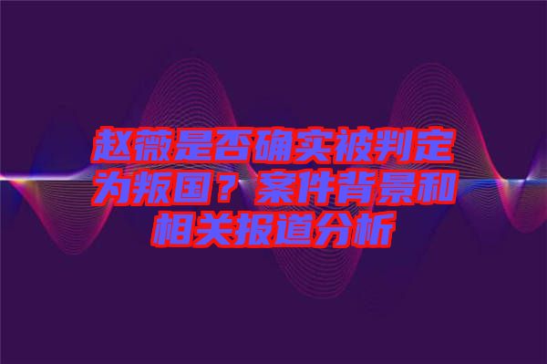 趙薇是否確實被判定為叛國？案件背景和相關報道分析