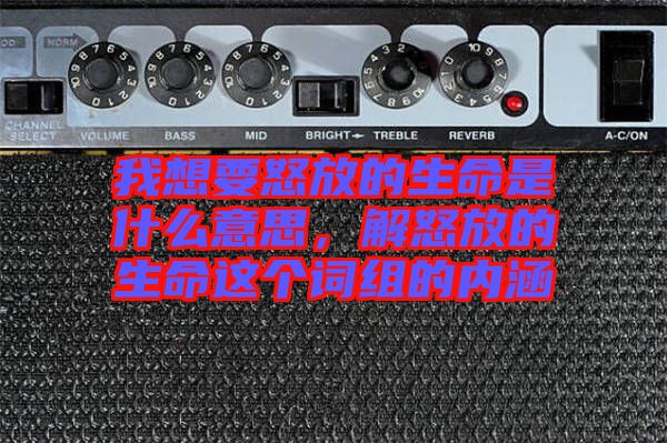 我想要怒放的生命是什么意思，解怒放的生命這個(gè)詞組的內(nèi)涵