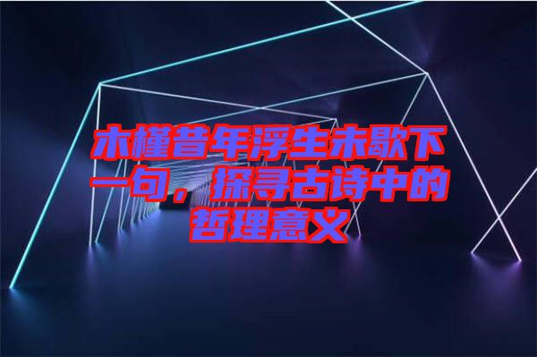 木槿昔年浮生未歇下一句，探尋古詩中的哲理意義
