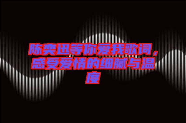 陳奕迅等你愛我歌詞，感受愛情的細(xì)膩與溫度