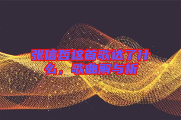 張信哲這首歌達了什么，歌曲解與析