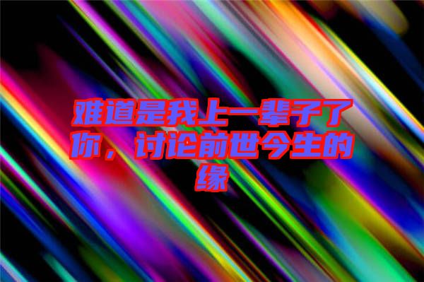 難道是我上一輩子了你，討論前世今生的緣
