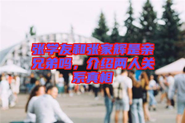 張學友和張家輝是親兄弟嗎，介紹兩人關系真相