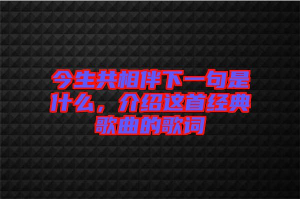 今生共相伴下一句是什么，介紹這首經(jīng)典歌曲的歌詞