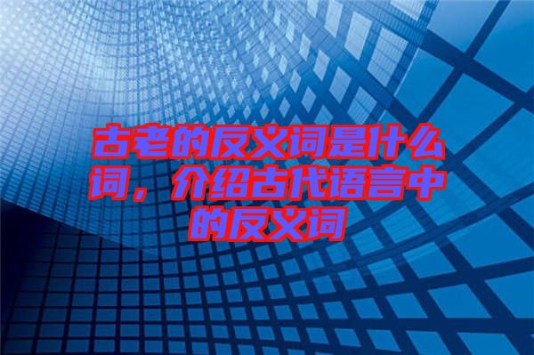 古老的反義詞是什么詞，介紹古代語言中的反義詞