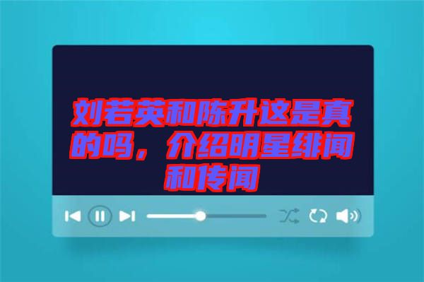 劉若英和陳升這是真的嗎，介紹明星緋聞和傳聞