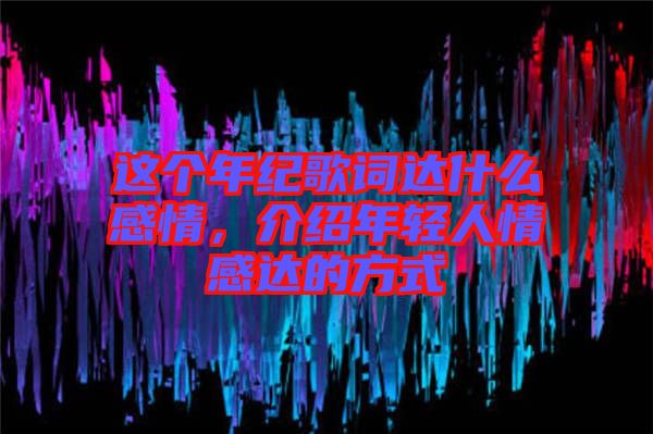 這個年紀歌詞達什么感情，介紹年輕人情感達的方式