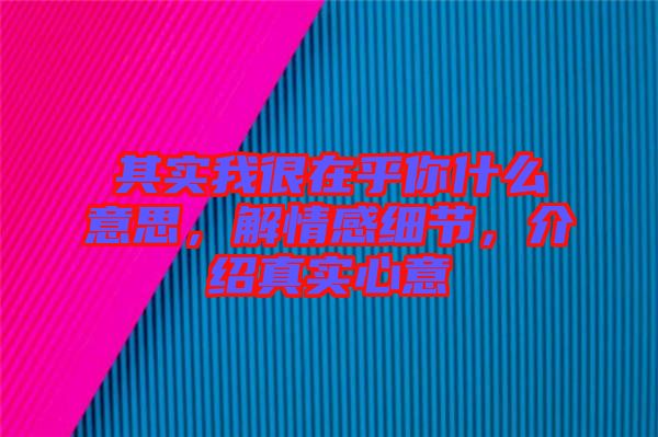 其實我很在乎你什么意思，解情感細節(jié)，介紹真實心意