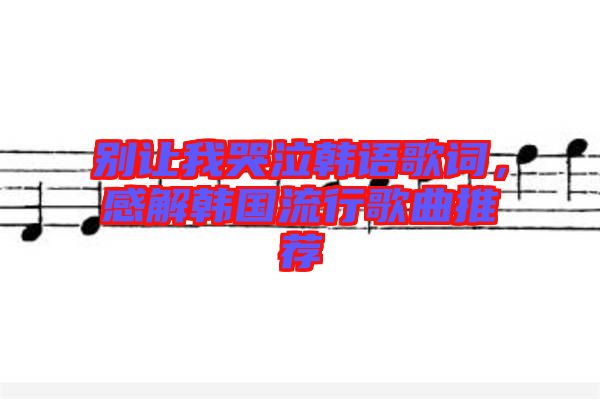別讓我哭泣韓語歌詞，感解韓國流行歌曲推薦