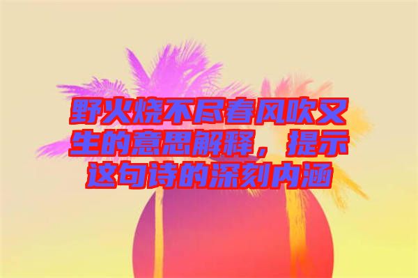 野火燒不盡春風吹又生的意思解釋，提示這句詩的深刻內涵
