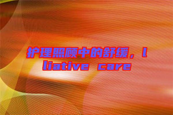 護理照顧中的舒緩，lliative care