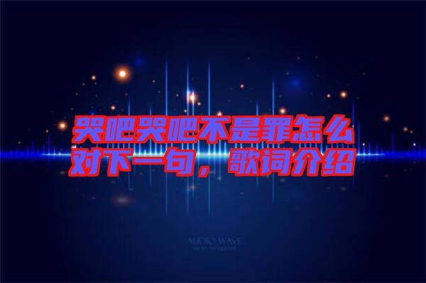 哭吧哭吧不是罪怎么對下一句，歌詞介紹