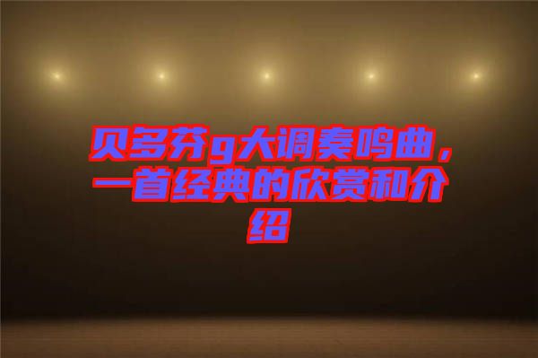 貝多芬g大調(diào)奏鳴曲，一首經(jīng)典的欣賞和介紹