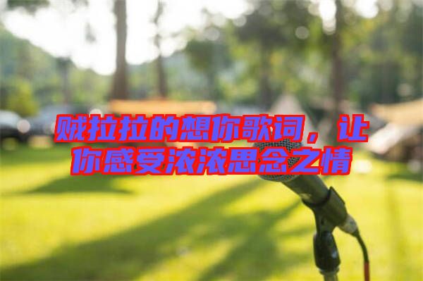 賊拉拉的想你歌詞，讓你感受濃濃思念之情