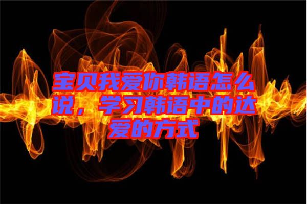 寶貝我愛你韓語怎么說，學習韓語中的達愛的方式