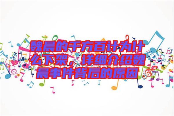 魏晨的千方百計為什么下架，詳細介紹魏晨事件背后的原因