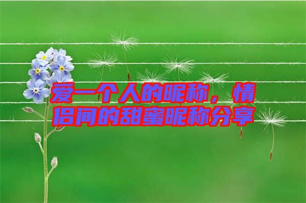 愛一個人的昵稱，情侶間的甜蜜昵稱分享