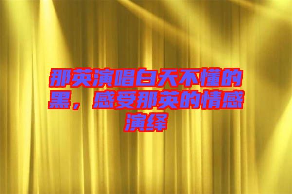 那英演唱白天不懂的黑，感受那英的情感演繹