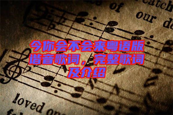 今你會不會來粵語版諧音歌詞，完整歌詞及介紹