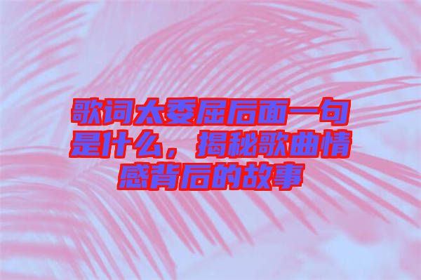 歌詞太委屈后面一句是什么，揭秘歌曲情感背后的故事