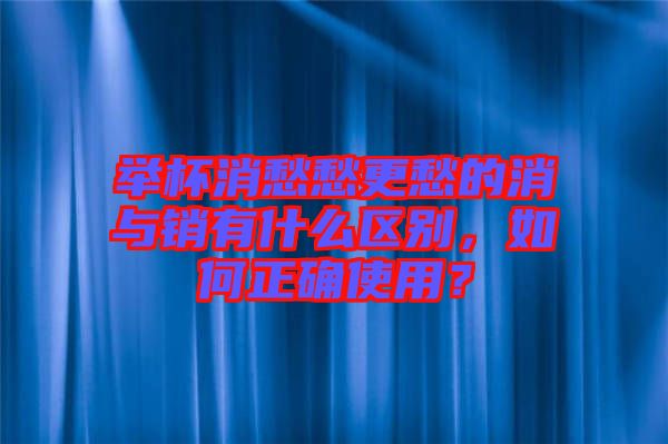 舉杯消愁愁更愁的消與銷有什么區別，如何正確使用？