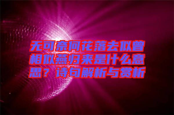 無可奈何花落去似曾相似燕歸來是什么意思？詩句解析與賞析
