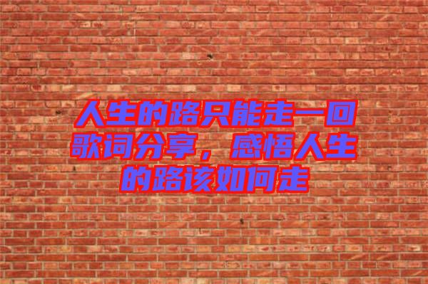 人生的路只能走一回歌詞分享，感悟人生的路該如何走