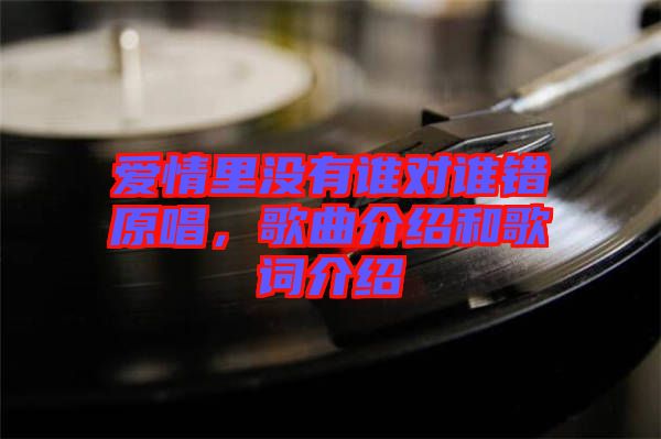 愛情里沒有誰對誰錯原唱，歌曲介紹和歌詞介紹