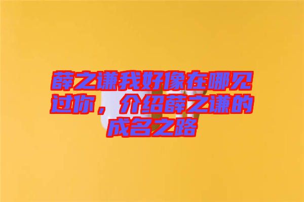 薛之謙我好像在哪見過你，介紹薛之謙的成名之路