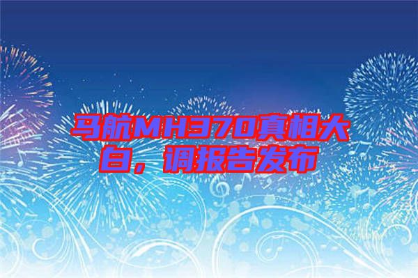 馬航MH370真相大白，調(diào)報(bào)告發(fā)布