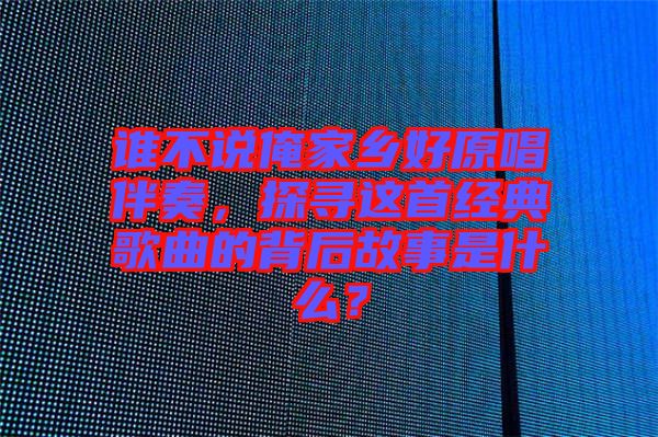 誰不說俺家鄉好原唱伴奏，探尋這首經典歌曲的背后故事是什么？