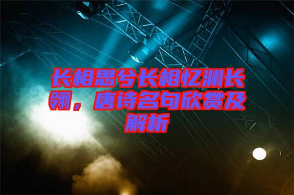 長相思兮長相憶淵長翎，唐詩名句欣賞及解析