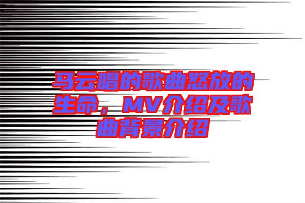 馬云唱的歌曲怒放的生命，MV介紹及歌曲背景介紹