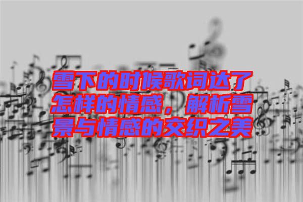 雪下的時候歌詞達了怎樣的情感，解析雪景與情感的交織之美
